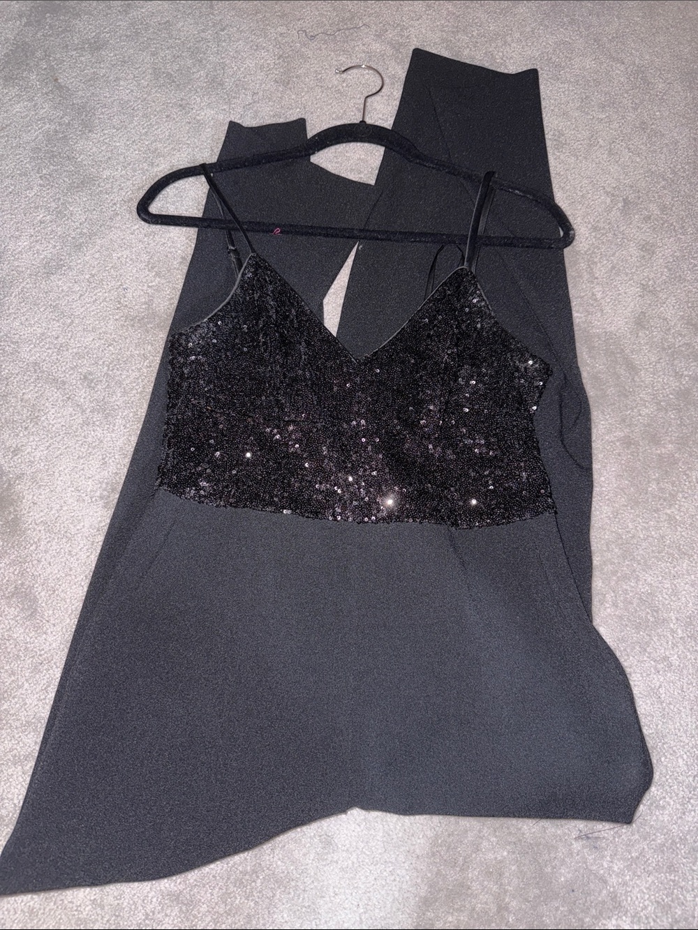 Black Sequin Cami Jumpsuit